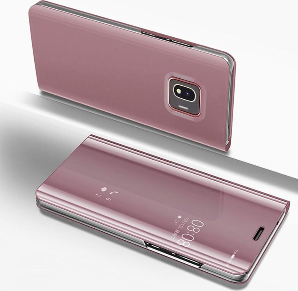 Handyhülle für Samsung Galaxy J4 Smart Cover Schutzhülle Clear View Case Rosegold