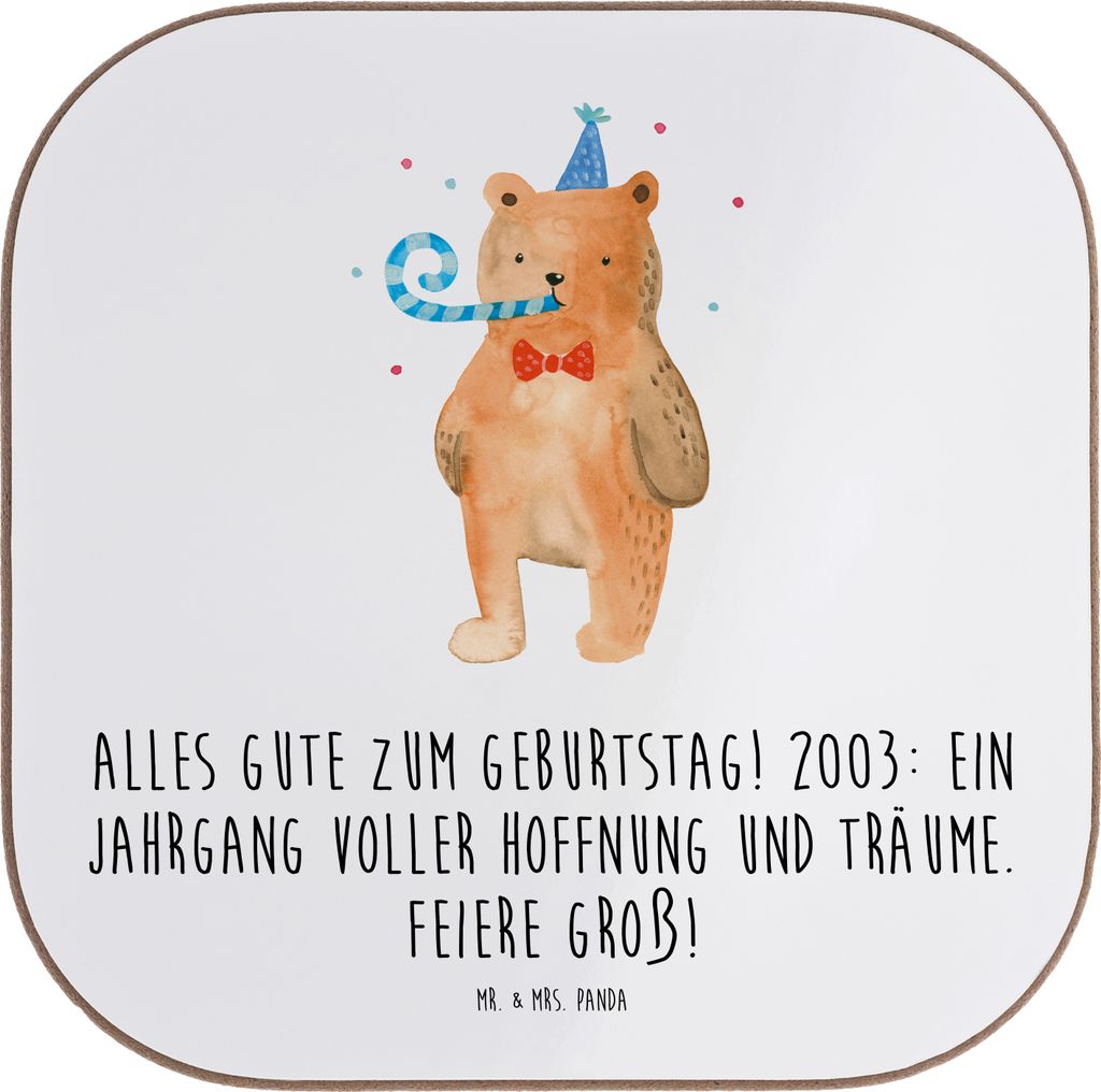 Mr. & Mrs. Panda Untersetzer für Gläser 2003 Geburtstag - Weiß - Geschenk, Feiere groß, liebevoll handgefertigte Geschenke, Tischuntersetzer, g...