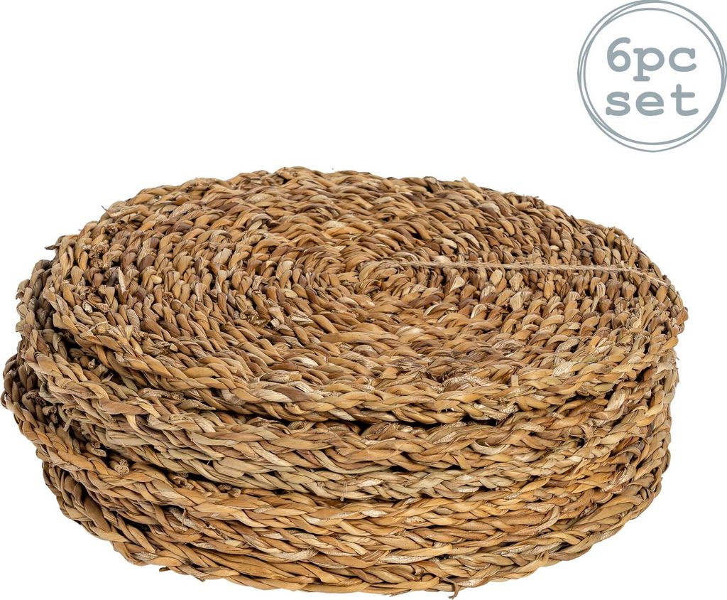 Runde Tischsets aus gewebtem Seegras - 30 cm - 6er-Pack Produktbild 