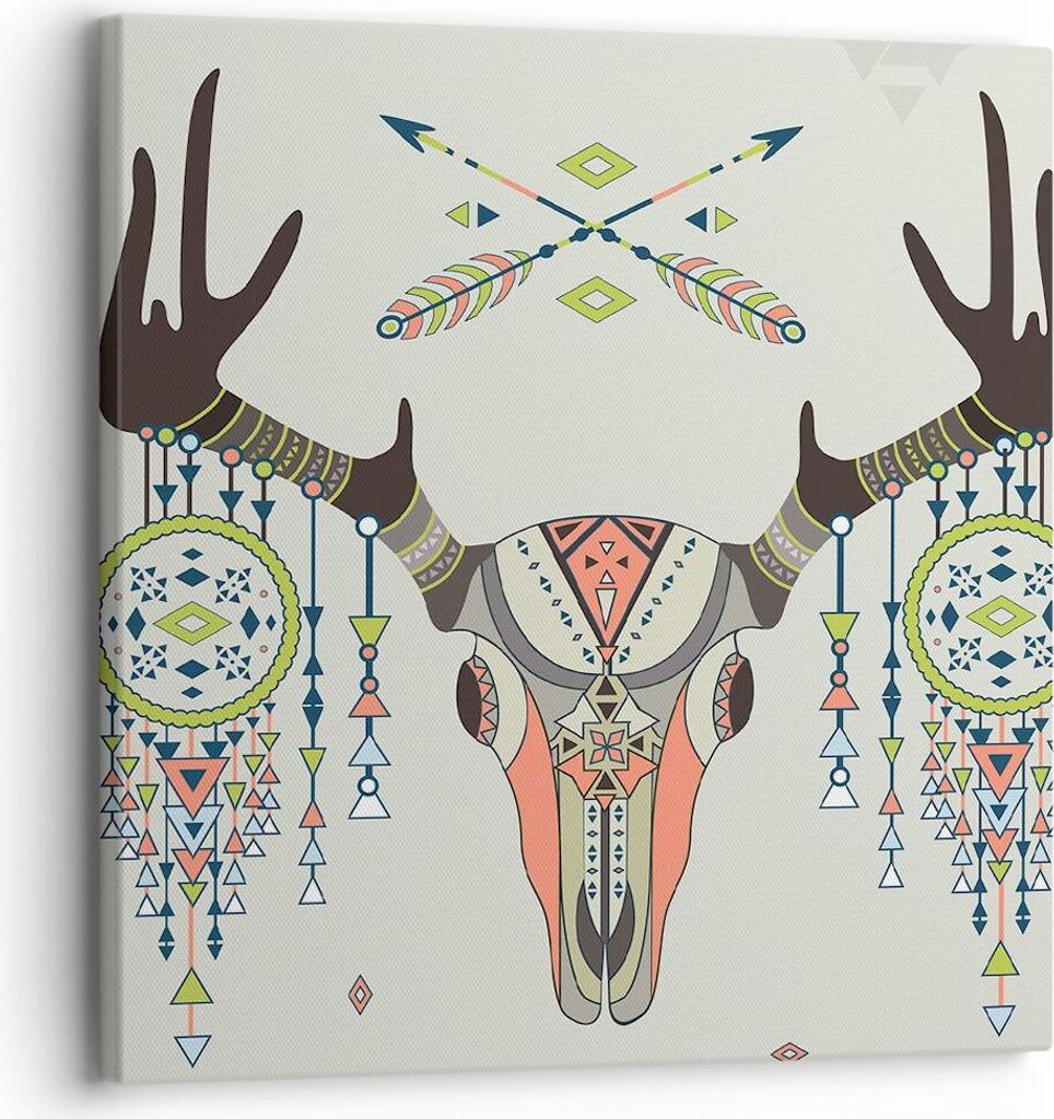 Bild auf Leinwand - Leinwandbild - Hirsch Mandala Spiritualität wild - 30x30cm - Wand Bild - Wanddeko - Leinwanddruck - Bilder - Kunstdruck - Lein...