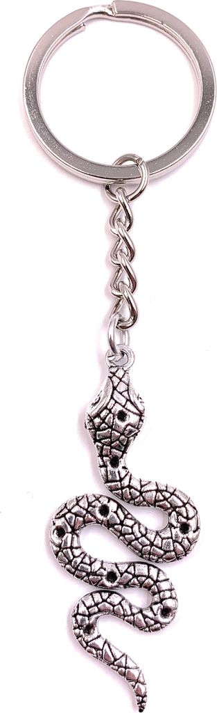 Onwomania Schlüsselanhänger Schlanger gepunktet Muster Silber Metall Anhänger Charm