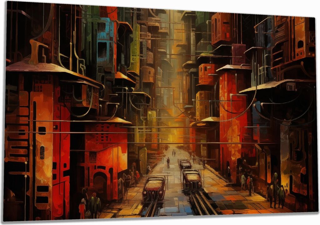 Wallario Herdabdeckplatte aus Glas, Größe 80 x 52 cm 1-teilig, Motiv Stadt der Zukunft