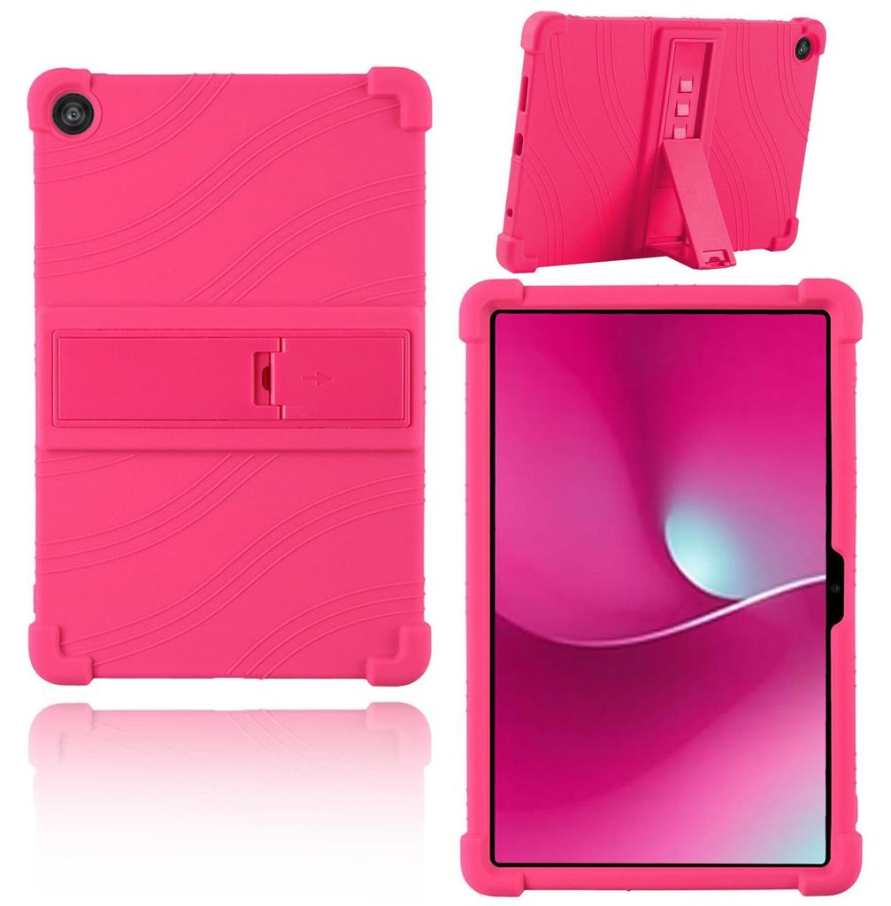 Tablet Hülle für T Mobile Revvl Tab 2 10,1" 2025, Stoßfeste Weiches Silikon Schutzhülle mit Standfunktion Rosa