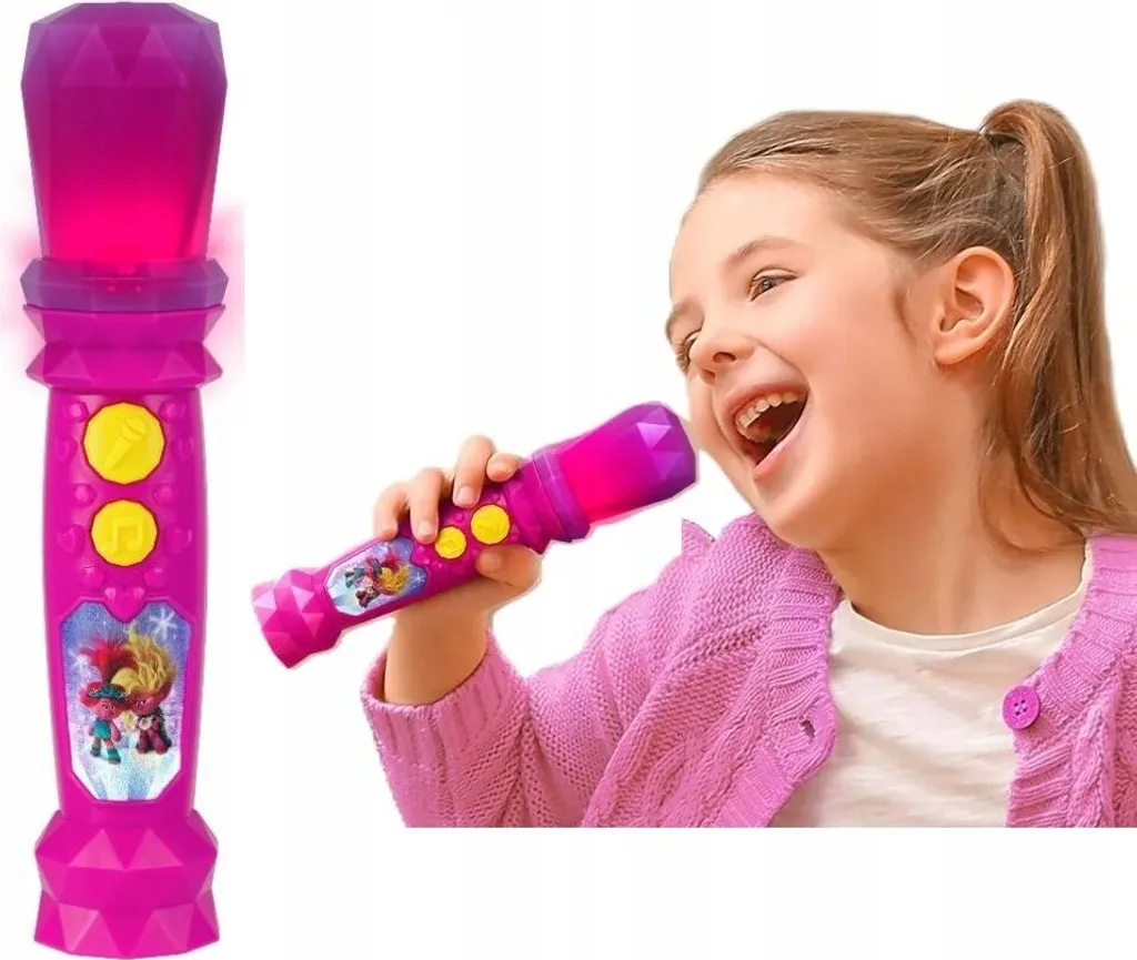 Microphone Karaoké Enfant pour Spectacle Trolls 3 et Fêtes d'Anniversaire