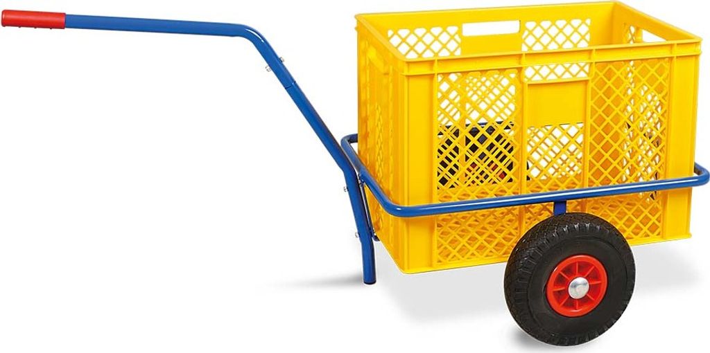 Handwagen mit Kunststoffkorb, H 410 mm, gelb, LxBxH 1250 x 640 x 660 mm, Tragkraft 200 kg