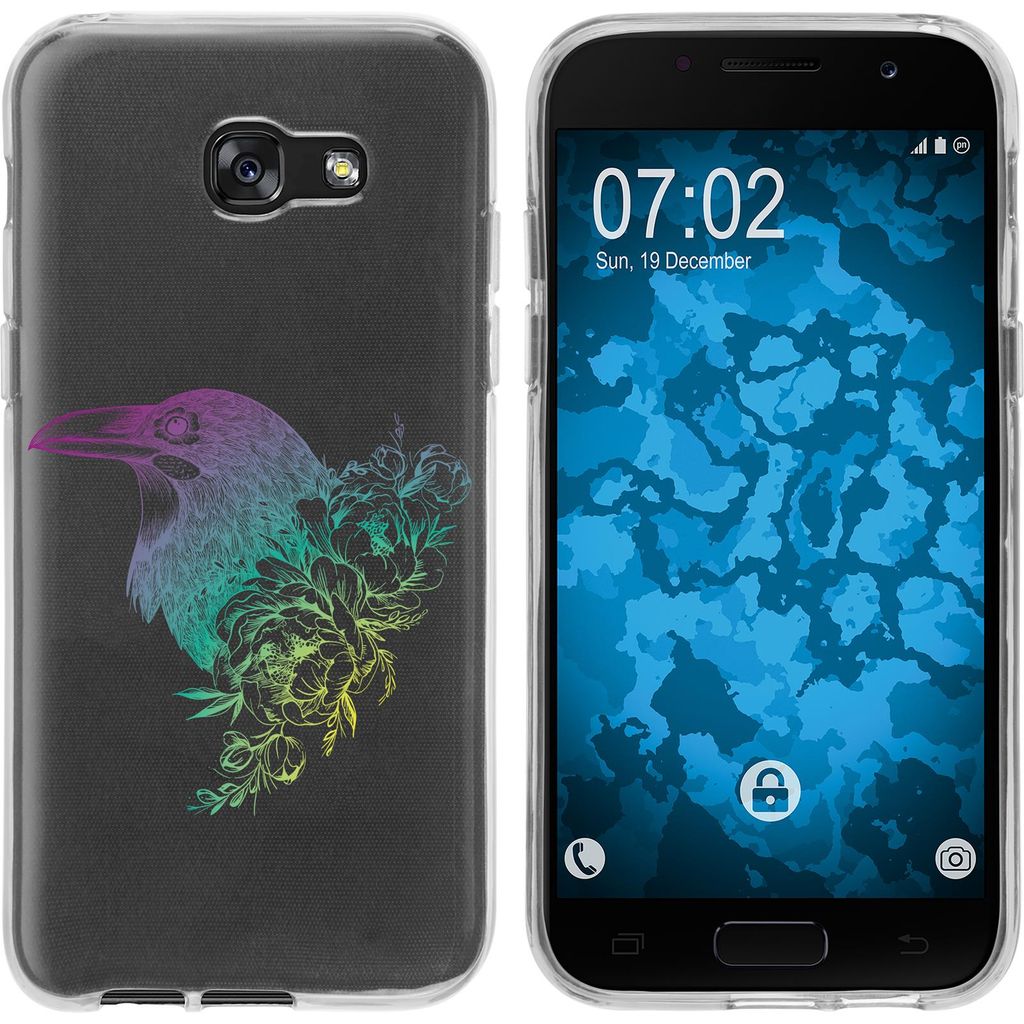 PhoneNatic Case kompatibel mit Samsung Galaxy A7 (2017) Silikon-Hülle Floral Rabe M4-4