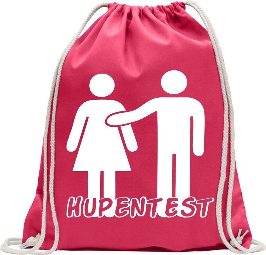 Kiwistar - Turnbeutel - pink - Hupentest - Fun Rucksack Sport Beutel Gymsack Baumwolle mit Ziehgurt