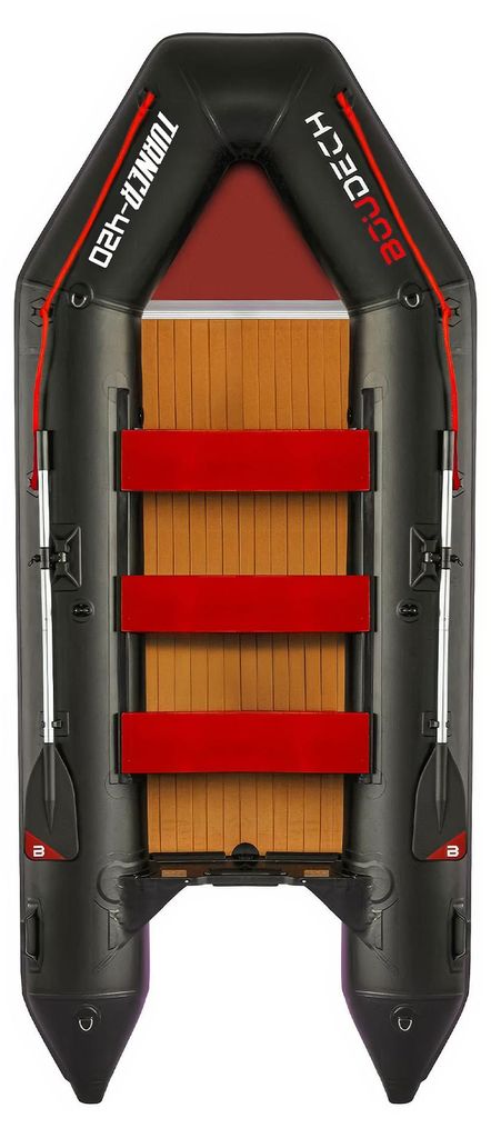 Turner 420 - Aufblasbares Tender-Schlauchboot 4,2 m für 5+1 Personen mit Rudern und Zubehör, Boden aus schwarzem Kunststoffholz