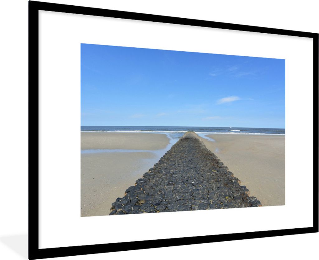 MuchoWow Gerahmtes Poster Nordsee - Strand - Wasser 90x60 cm - Poster mit Schwarzem Bilderrahmen Wandposter Rahmen Foto Bilder - Wanddekoration -...