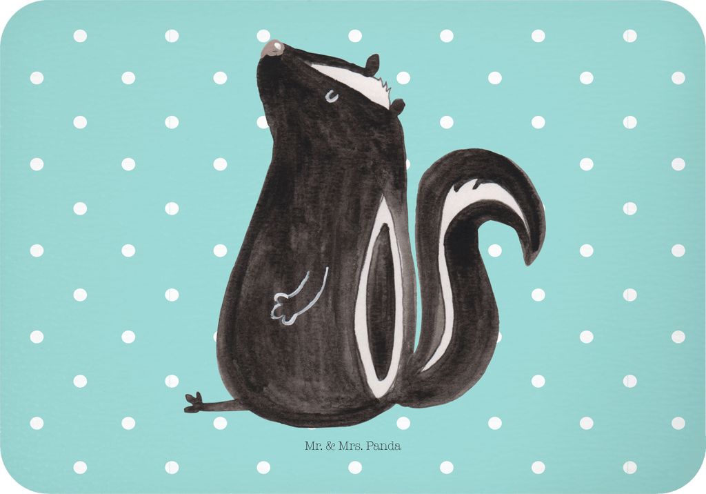 Mr. & Mrs. Panda magnet Stinktier Sitzen - Türkis Pastell - Geschenk, Recht, Notizhalter, zettelhalter, Kühlschrankmagnet, Büro, Wildtier, white...