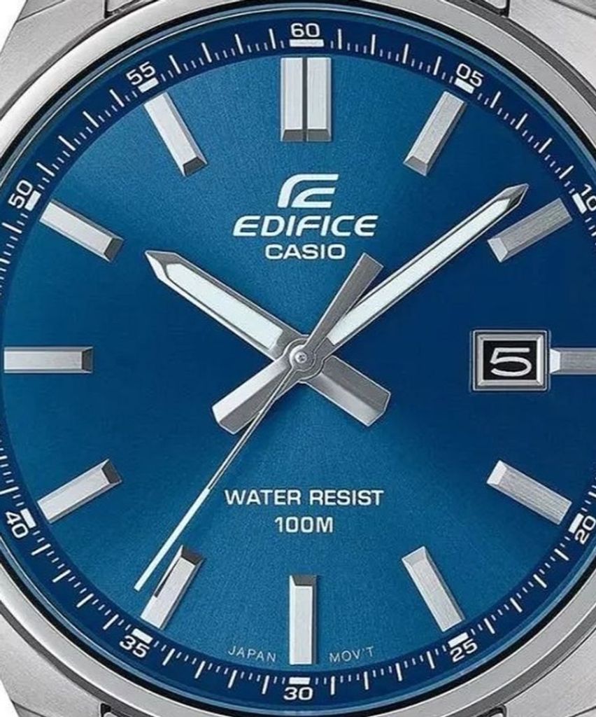 Casio Edifice - Orologio Da Polso Da Uomo Al Quarzo Casual Bracciale E Cassa In Acciaio Inox Di Colore Grigio Quadrante Analogico Blu - EFR-S108D-2AVUEF
