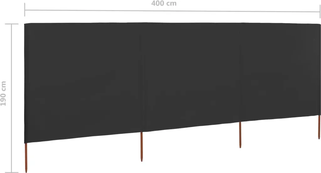 Stop vent et vis-à-vis paravent 400x160 cm anthracite 3 sections