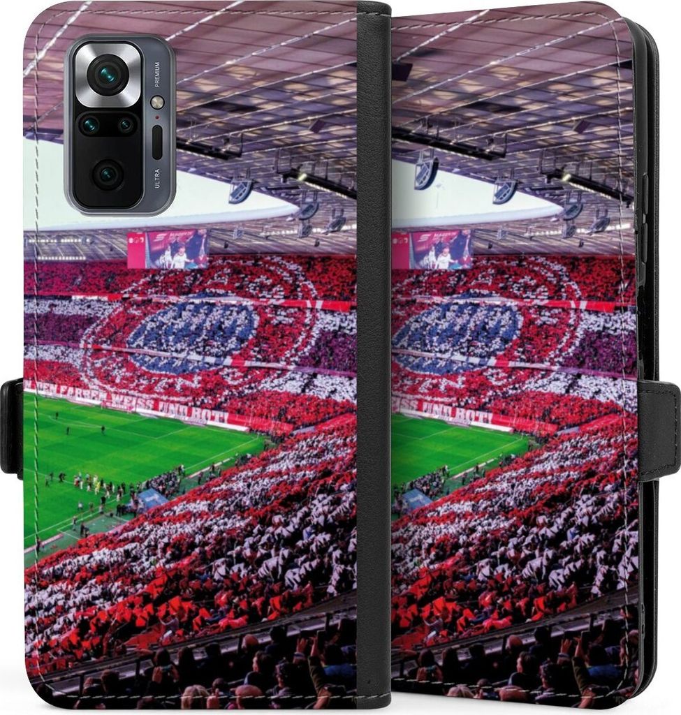 DeinDesign Klapphülle für Xiaomi Redmi Note 10 Pro Handytasche Lederhülle Tasche FC Bayern München FCB Stadion
