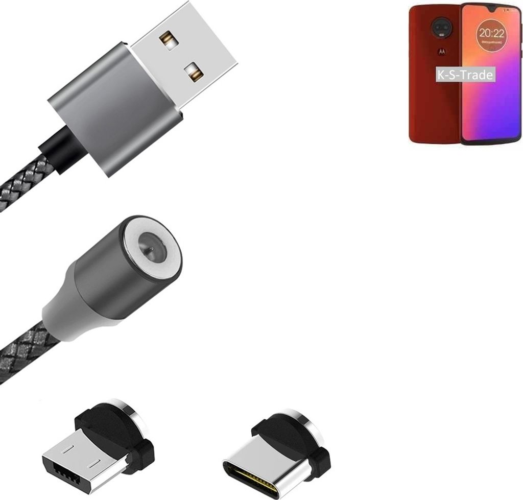 K-S-Trade Hochwertiges Magnet-Lade-kabel Sync-Kabel Daten-Kabel für Motorola Moto G7 Plus mit USB-Typ-C-Anschluss und Micro-USB-Anschluss 2A bis zu