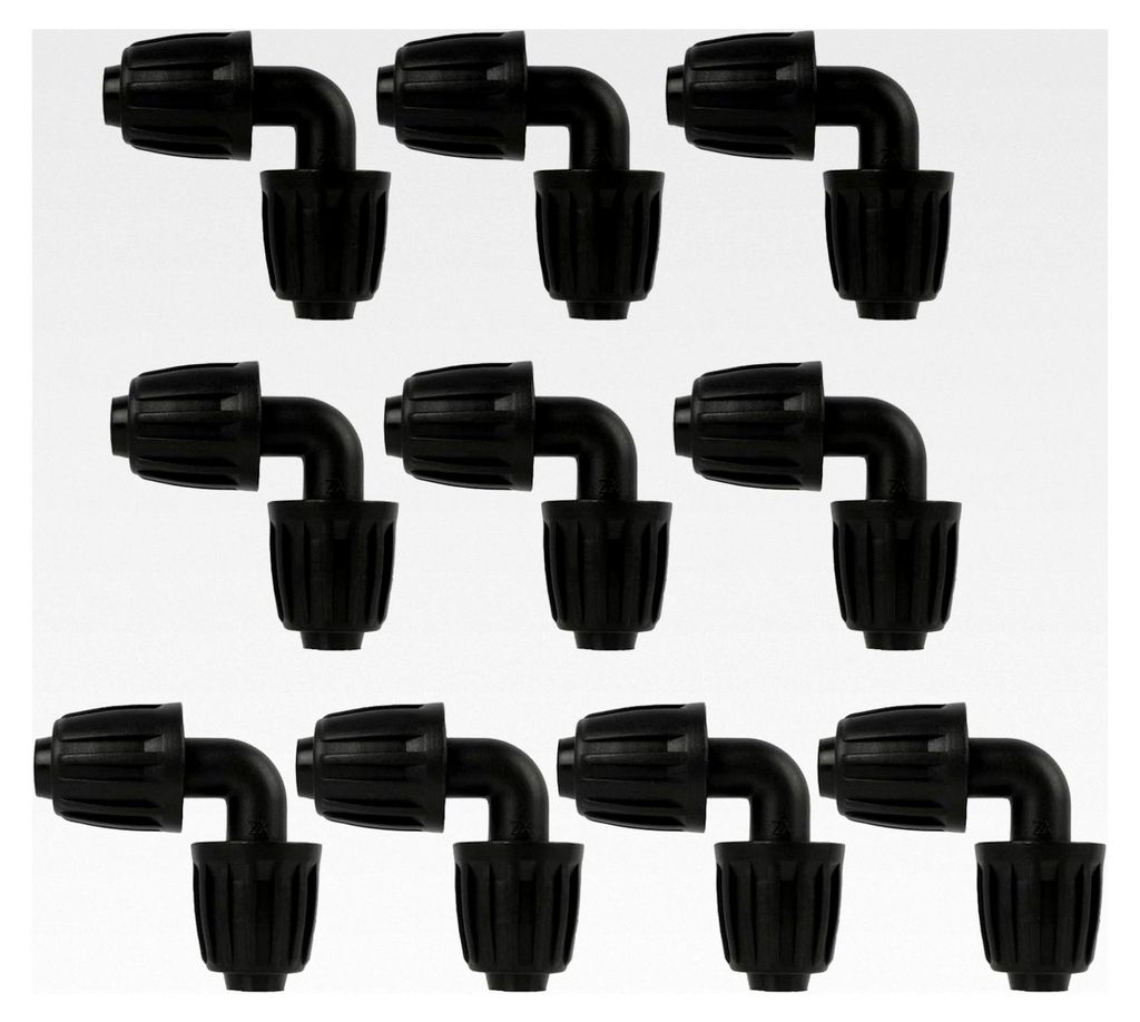 10 Stück Micro-Drip-System L-Stück 13mm (1/2 Zoll), Tropfbewässerungsarmaturen, Rohrverbinder für Micro Drip System, werkzeuglose Montage, lang...