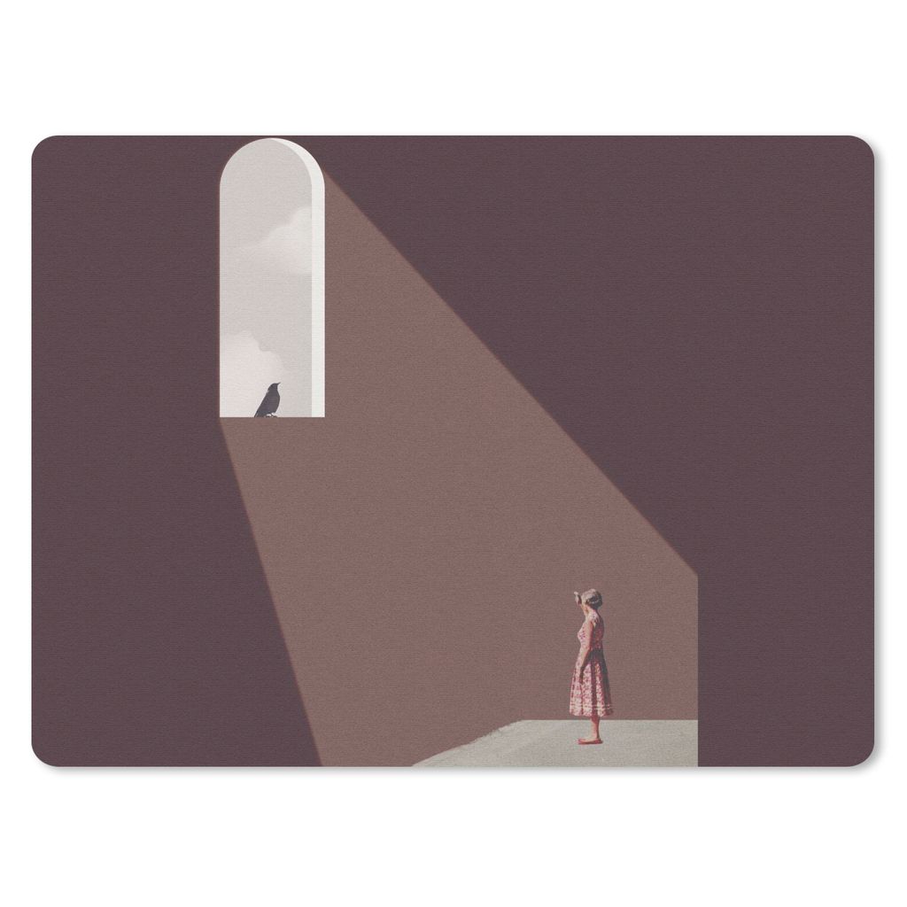MuchoWow Mauspad Mousepad Vintage - Vogel - Abstrakt - Mädchen 23x19 cm - Mousepads - Maus Mat - Pad - Mausunterlage - Schreibtischunterlage - M...