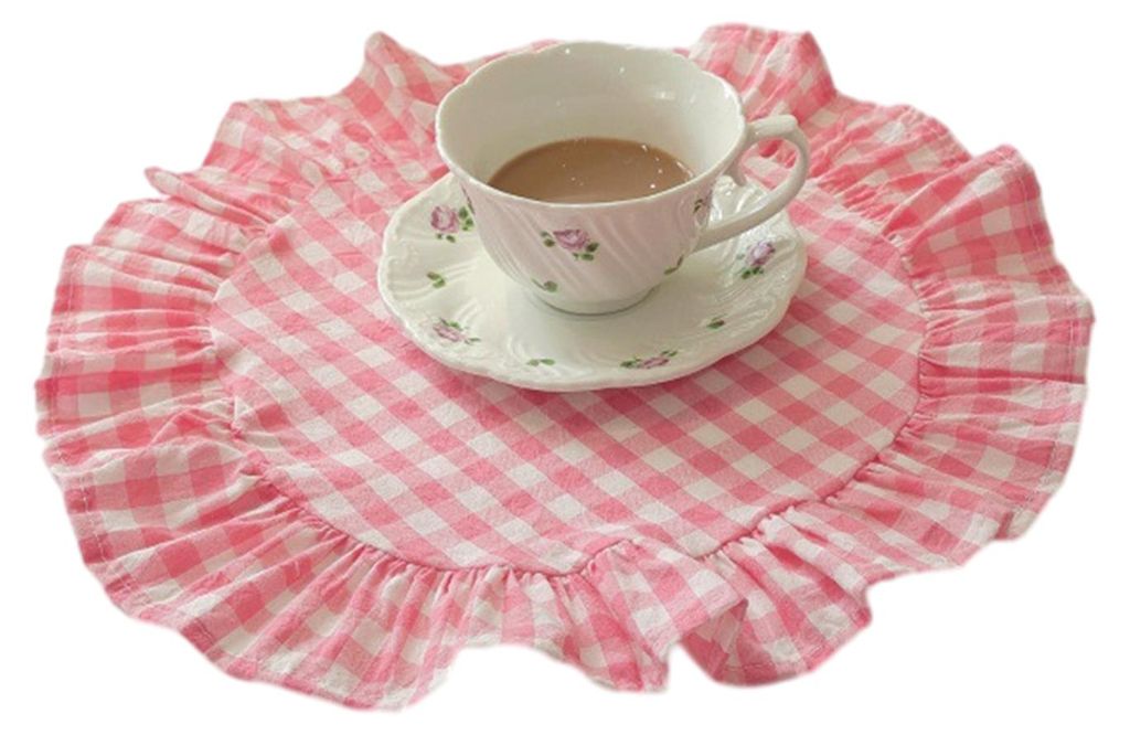 1/2 Stück Küchen-Platzsets, quadratisch, rund, aus gewaschener Baumwolle mit gefalteten Kanten, hitzebeständig, für Esszimmer, Küche, Partys