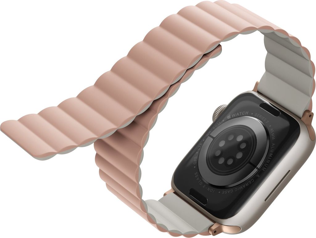 Uniq Armband Revix Apple Watch Serie 4/5/6/7 / SE 44 / 45mm. Wendbarer Magnet pink-beige / pink-beige