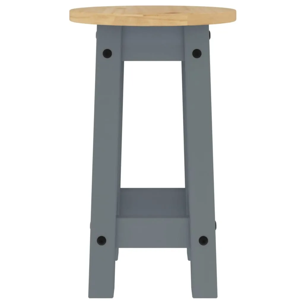 Tabourets de bar en pin massif gris robustes et durables - Lot de 2 pcs - 6