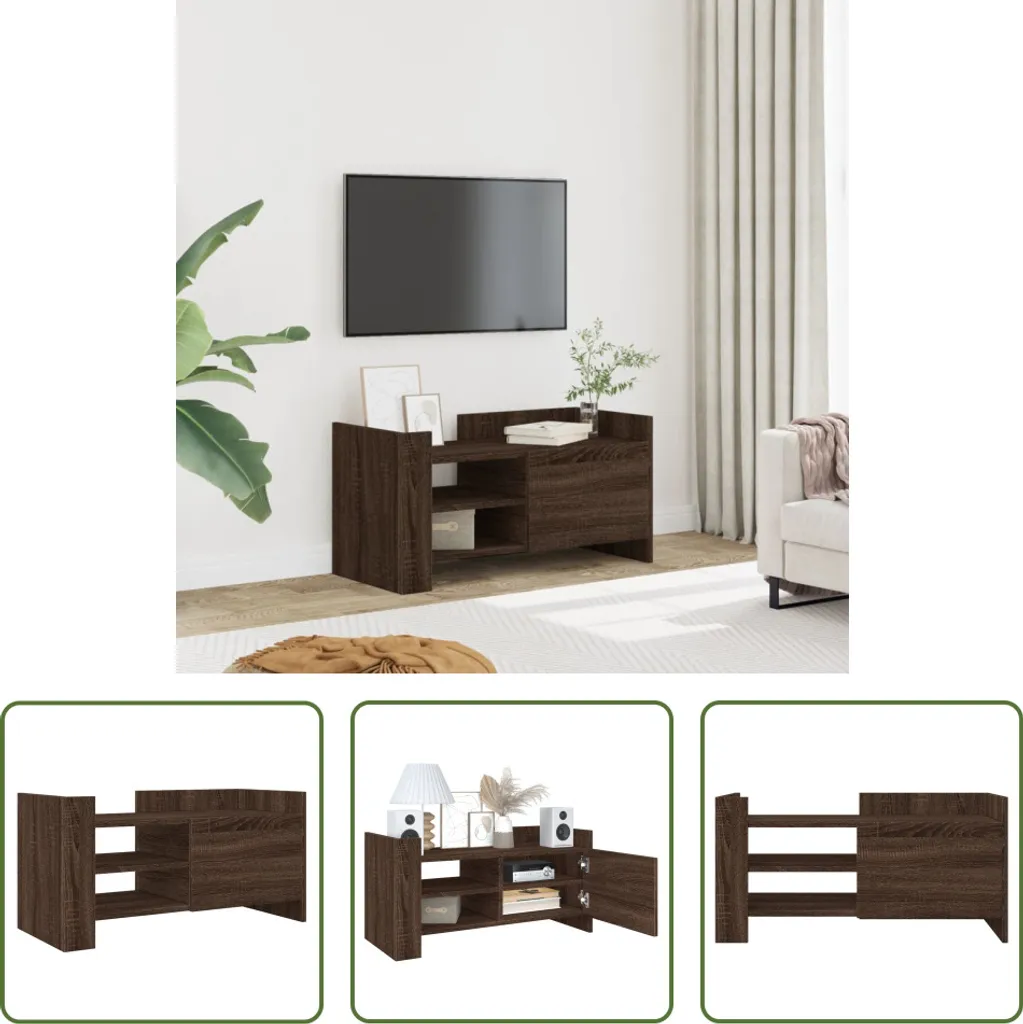 The Living Store Mobile TV marrone effetto rovere 80x35x40 cm Materiale legno