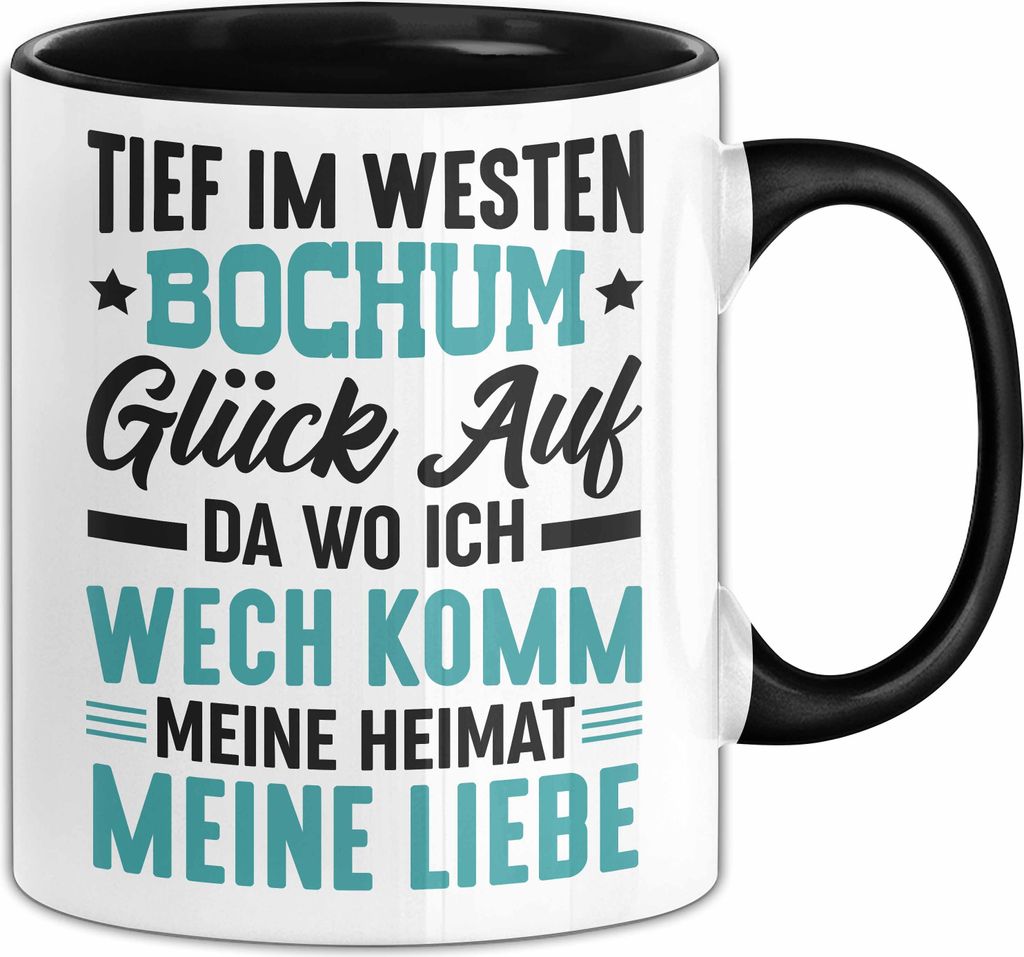 Bochum Tasse Tief Im Westen Bochum Herz Ruhrpott Kohle Heimat Bochum Stadt Kaffee-Becher (Schwarz)