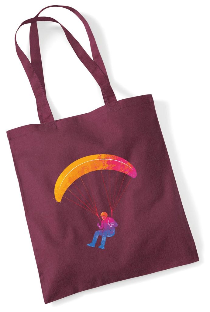 Huuraa Jutebeutel Paragliding Gleitschirmfliegen 10 Liter Burgundy Baumwolle Tasche Geschenkidee