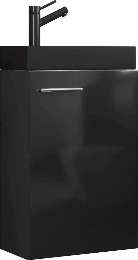Meuble sous Lavabo Étroit Noir Slito pour Cacher Tuyauterie 22cm