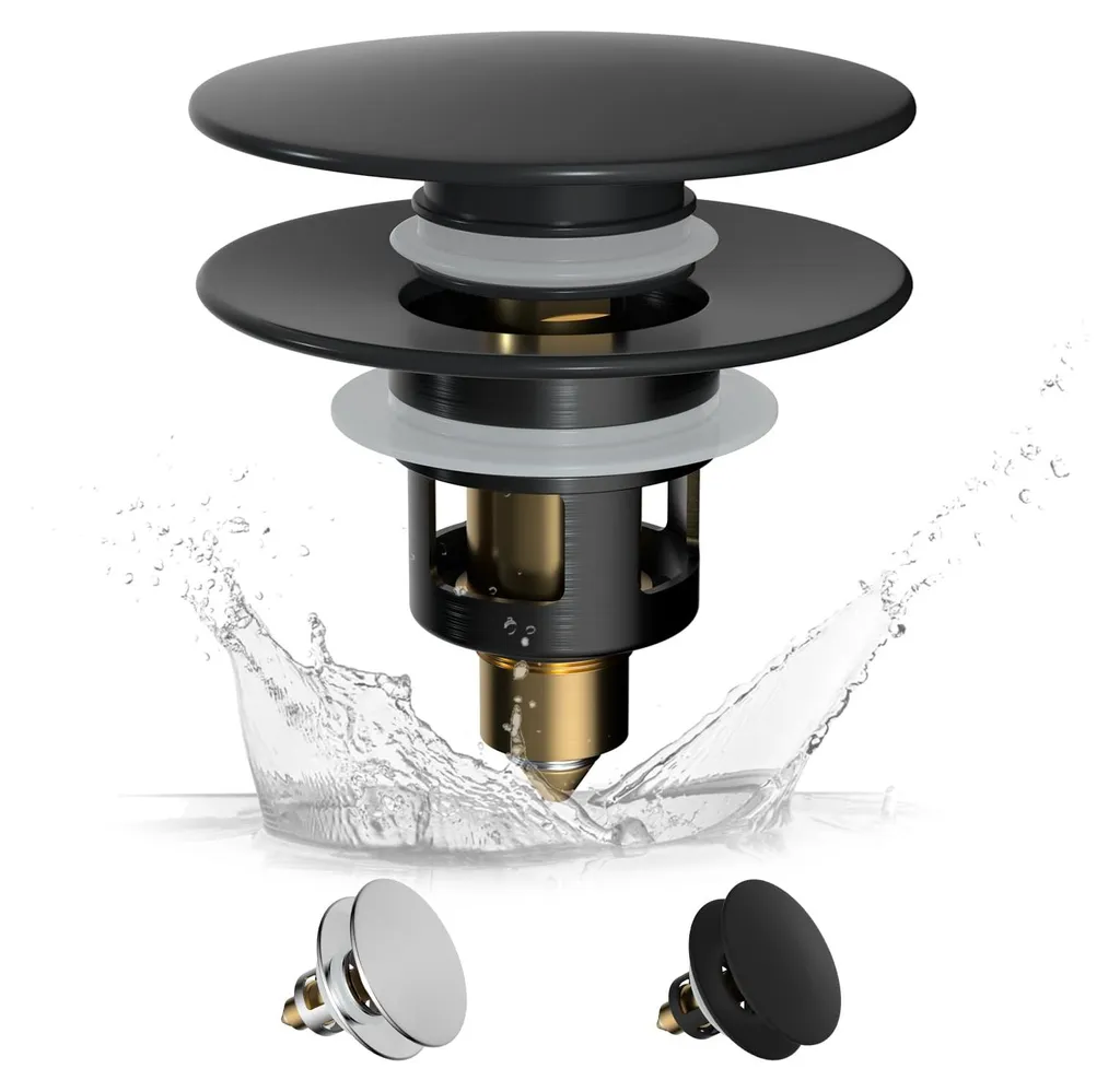Bouchon de lavabo universel noir pour rénover salle de bains 30-46mm