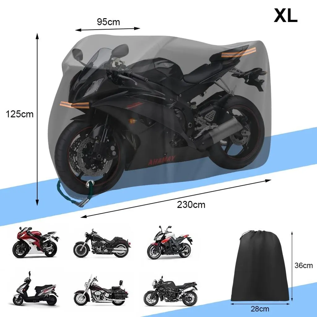 Housse moto imperméable 210T résistante aux déchirures et vent violent