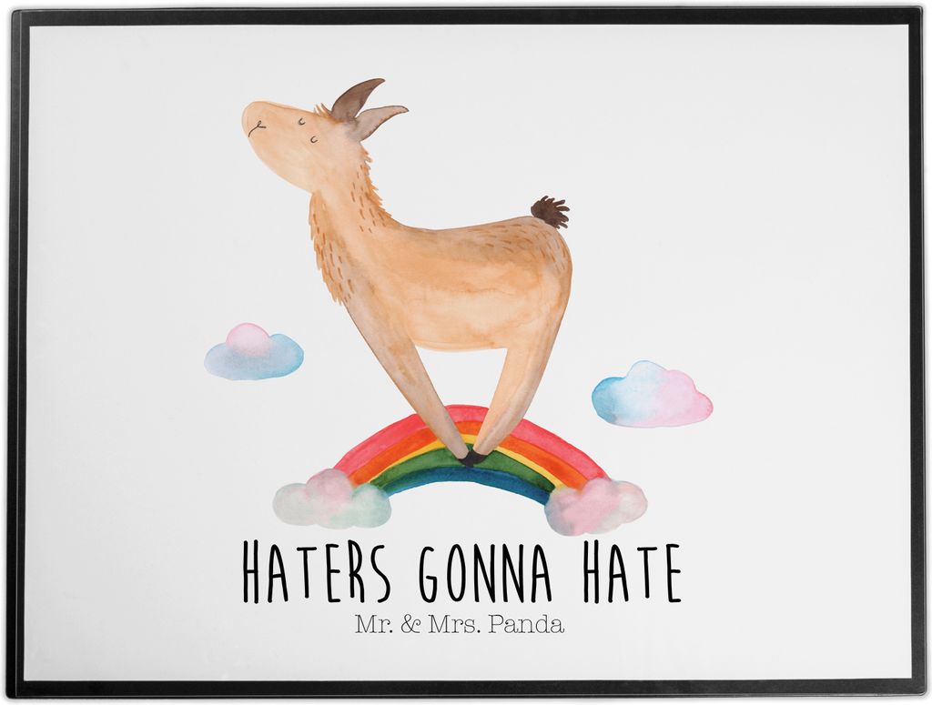 Mr. & Mrs. Panda schreibtischunterlage Lama Regenbogen - Weiß - Geschenk, schreibtischunterlagen, Selbstständig, Tischunterlage, tischpad, Hobby,...