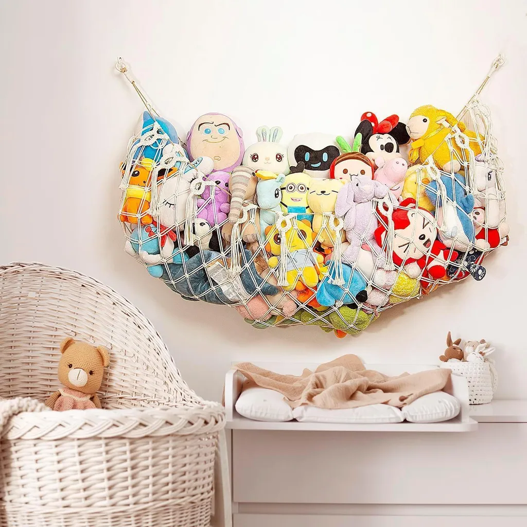 Hamac peluche macramé pour mur plat modèle boho blanc 45cm
