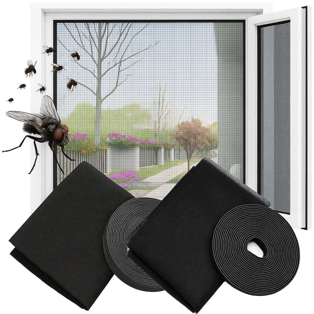 moskytiéra do okna síť proti hmyzu 2 ks 150x130 cm černá se Obrázek produktu 