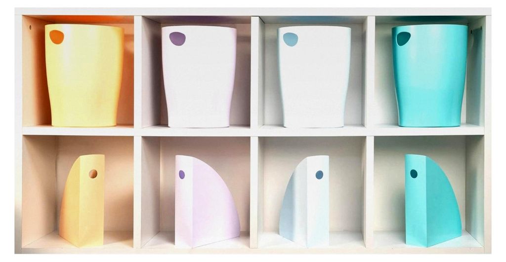ECOBIN Papierkorb Aquarel 15 Liter mit Griffen in Pastell-Blau
