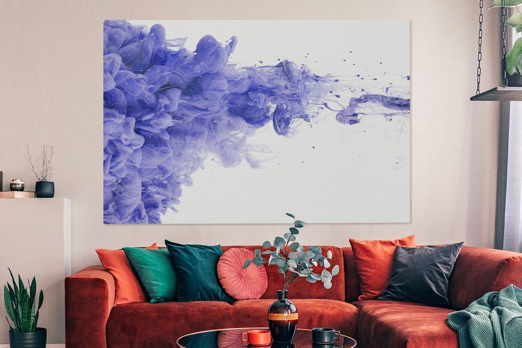 OneMillionCanvasses - Leinwandbilder - 150x100 cm, Tinte - Lila - Abstrakt, Wandbilder Kunstdruck Wanddekoration - Foto auf Leinwand - Gemälde a...