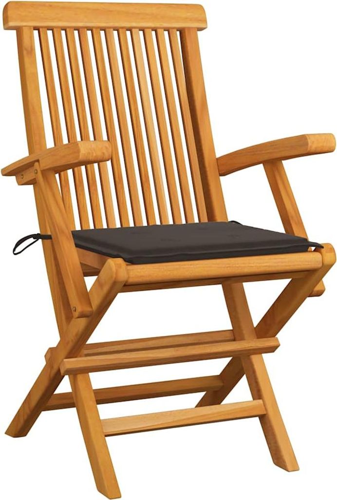 vidaXL Gartenstühle mit Taupe Kissen 2 Stk. Massivholz Teak
