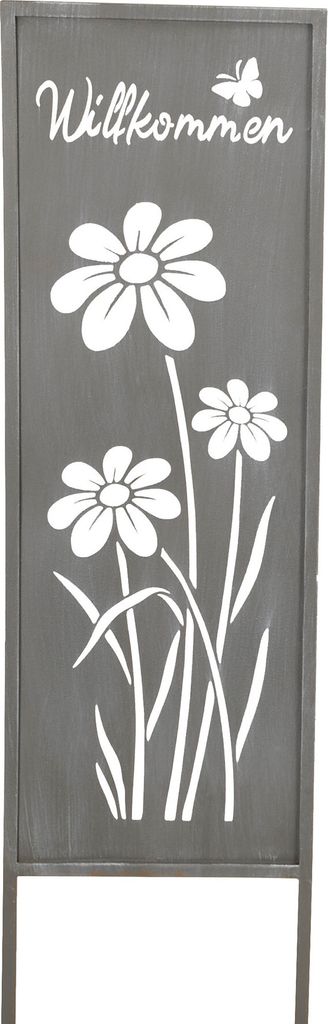 Gartenstecker Willkommen H83cm Stele Grau Betonoptik Produktbild 
