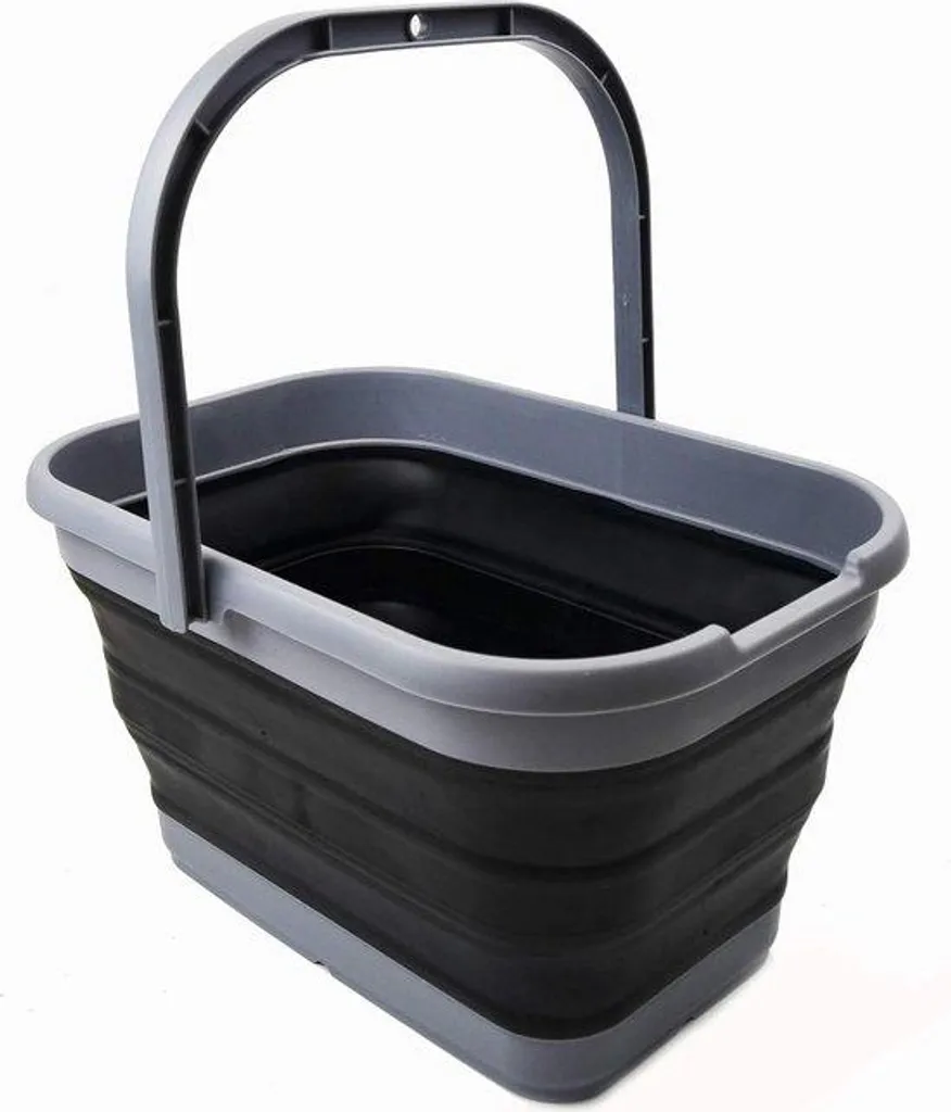 Seau pliable 12 litres multifonction - Matériau silicone robuste gris/noir