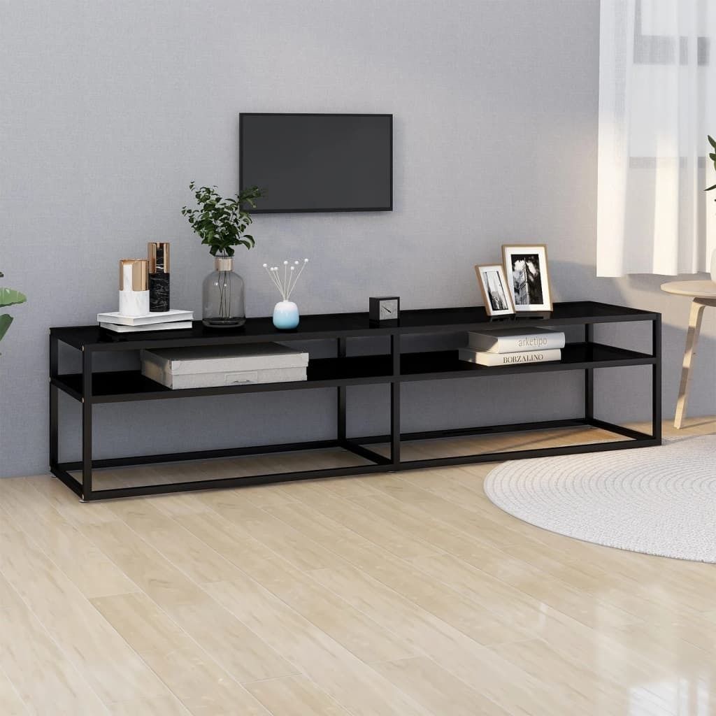 The Living Store TV-Schrank Schwarz 180x40x40,5 cm Hartglas
