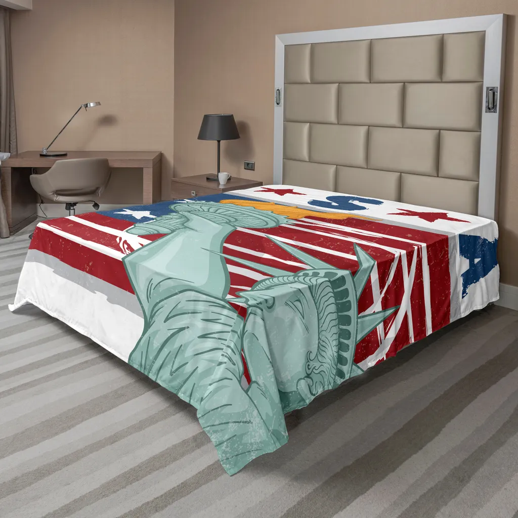 Drap Supérieur Vintage 266x260 cm Statue de la Liberté Motif Américain