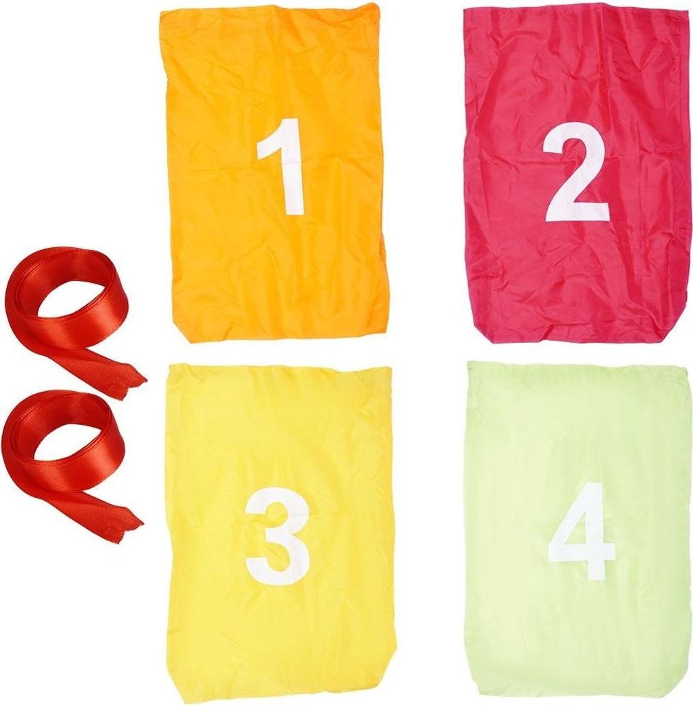 Sackhüpf-Set: Bunte Säcke und Start-/Zielbänder Produktbild 