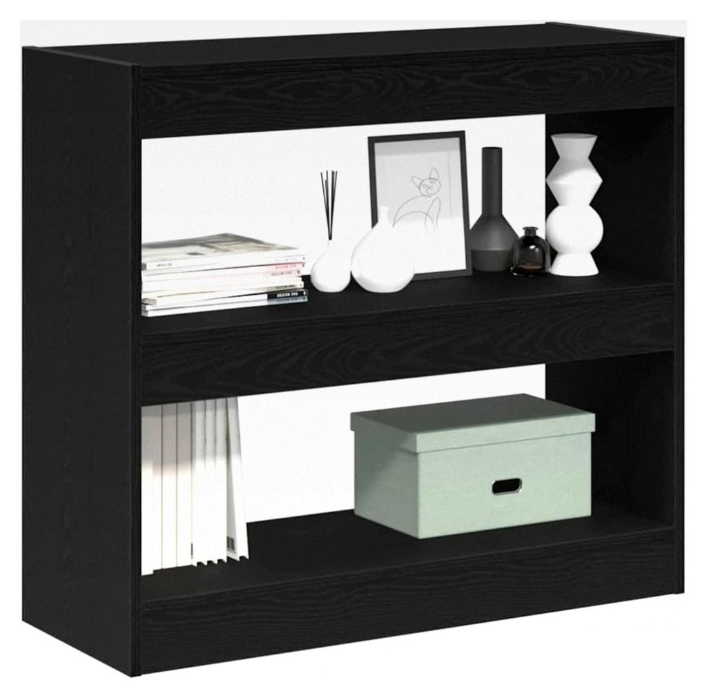 Bücherregal Schwarze Eiche 80 x 30 x 72 cm Holzwerkstoff, Wohnzimmer-Aufbewahrung, freistehend, strukturiertes Holz, langlebig, stilvolle Dekoration
