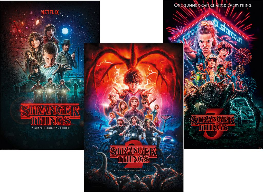 Stranger Things Poster 3erSet Season 1, 2 und 3 61 x 91,5 Produktbild 