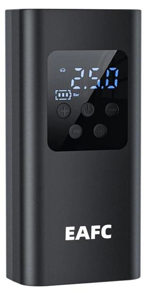 Tragbare Luftpumpe - Kabelloser Luftkompressor - Digitales Manometer - Für Auto, Motorrad, Fahrrad und Bälle - Batteriebetrieben - Schwarz