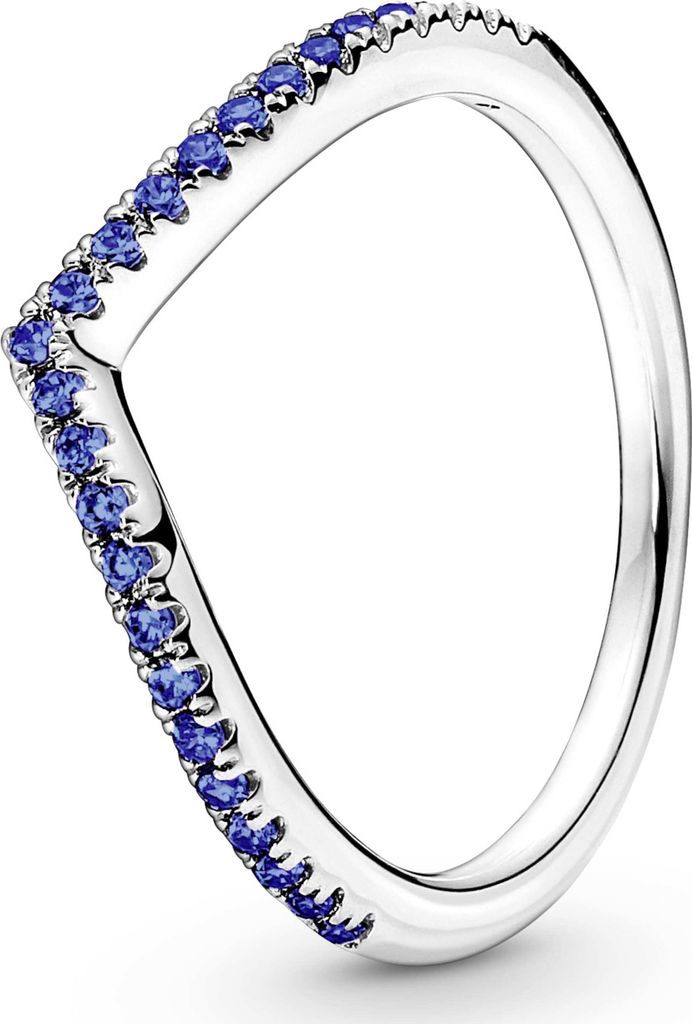 Pandora Ring Größe 52, Wunschring mit blauem Glitzer, Silber und Blau, eleganter Schmuck