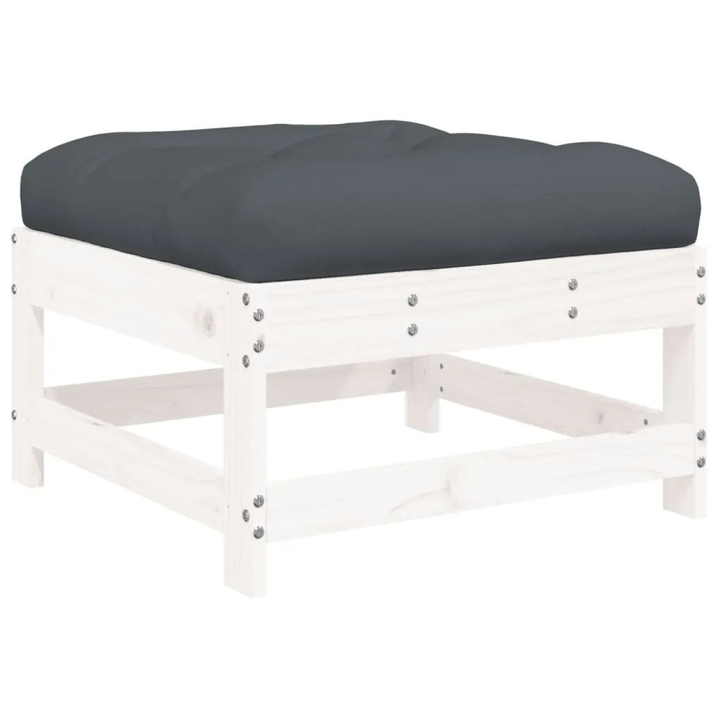 SYFAX™ Poggiapiedi da Giardino con Cuscino Legno Massello Pino Bianco