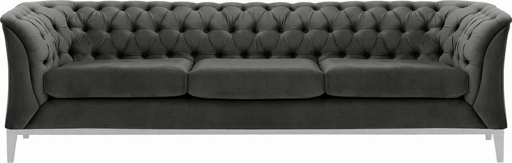 Dreisitzer-Sofa Chesterfield Modern Wood aus medizinischem Schaumstoff-Velluto 19-white