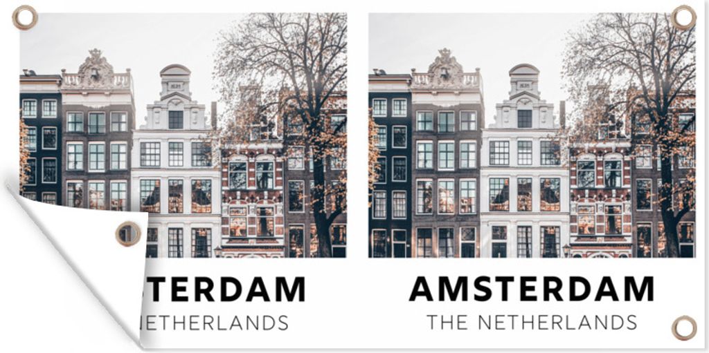 MuchoWow 160x80 cm Outdoor-Poster Gartendeko Sichtschutz Garten Poster für den Garten Amsterdam - Niederlande - Huizen