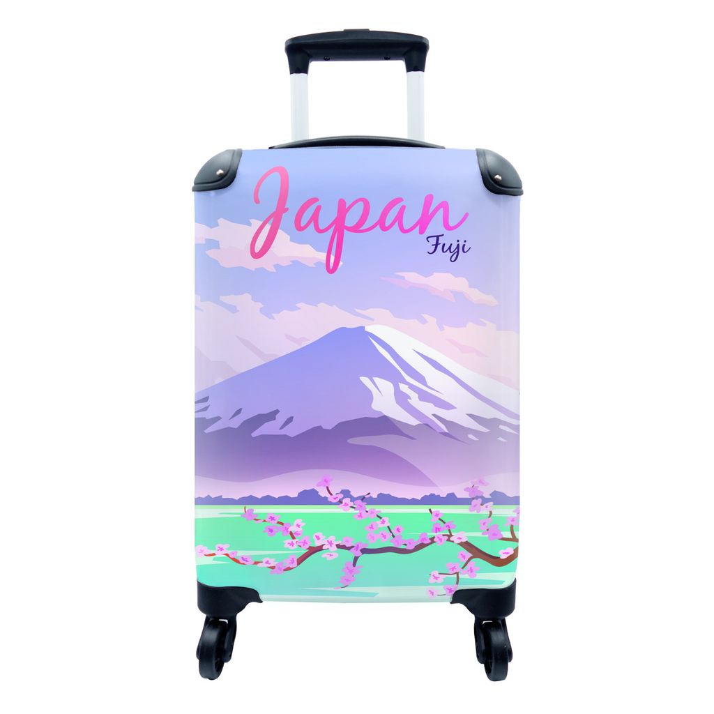 MuchoWow Koffer Handgepäck Trolley Rollkoffer Kleine Reisekoffer mit 4 Rollen - Illustration des Vulkans Fuji in Japan - Cabin Size < 55x40x23 c...