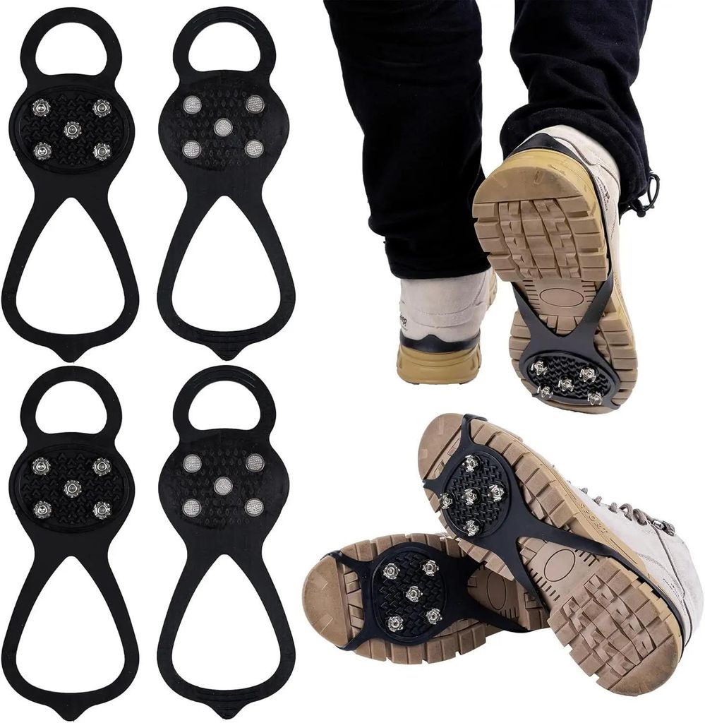 Rutschfeste Schuhspikes, universelle Steigeisen für Eis und Schnee, Schuhüberzieher mit Spikes für sicheres Gehen im Winter (1 Paar) - Crampons