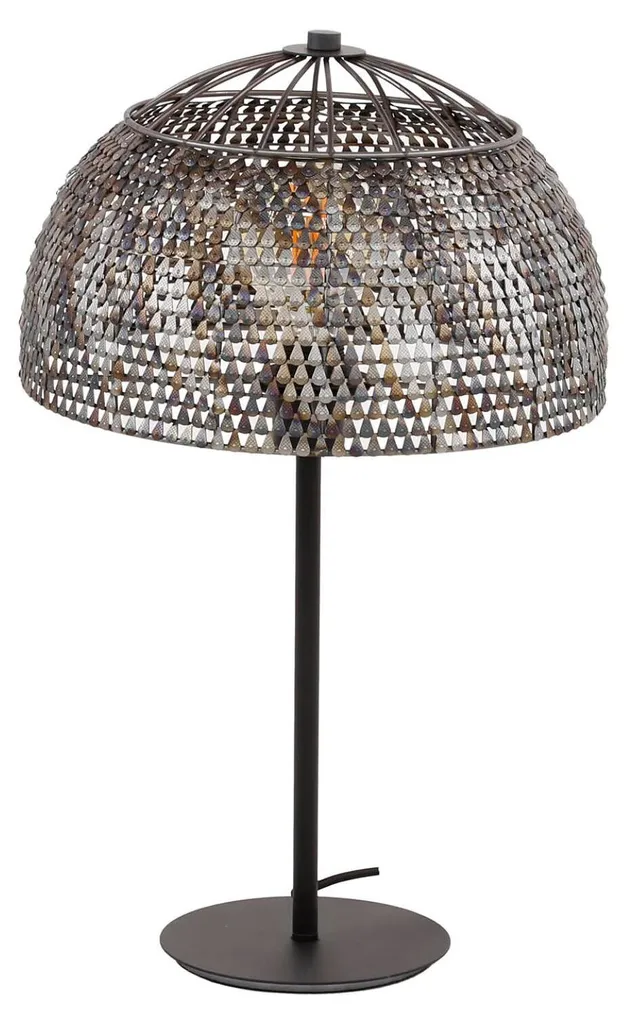 Lampe FURNLUX Armor Noir et Marron 35x55 cm en métal et bois design